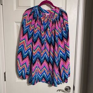 Lilly Pulitzer Pink and Blue Chevron Blouse